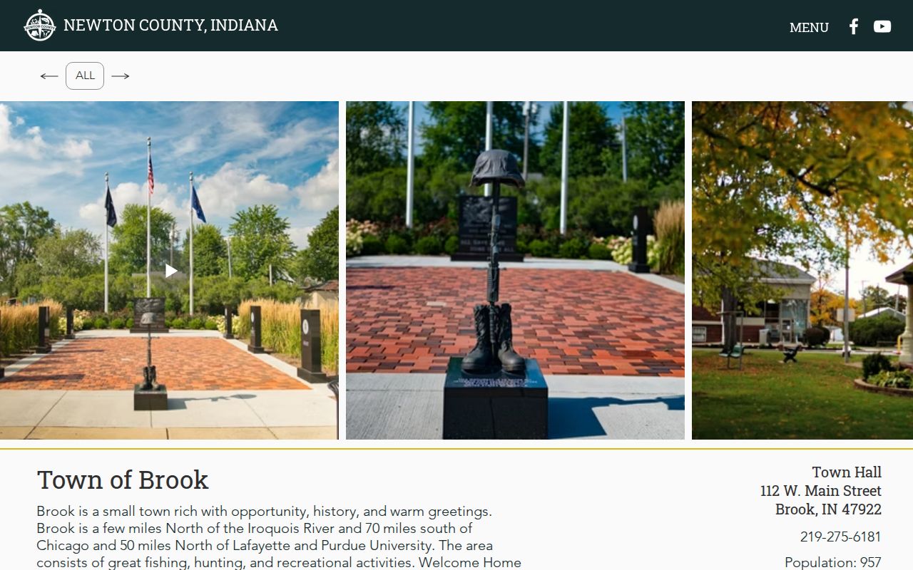 Official Brook profile with Town Hall address telephone and marshal information