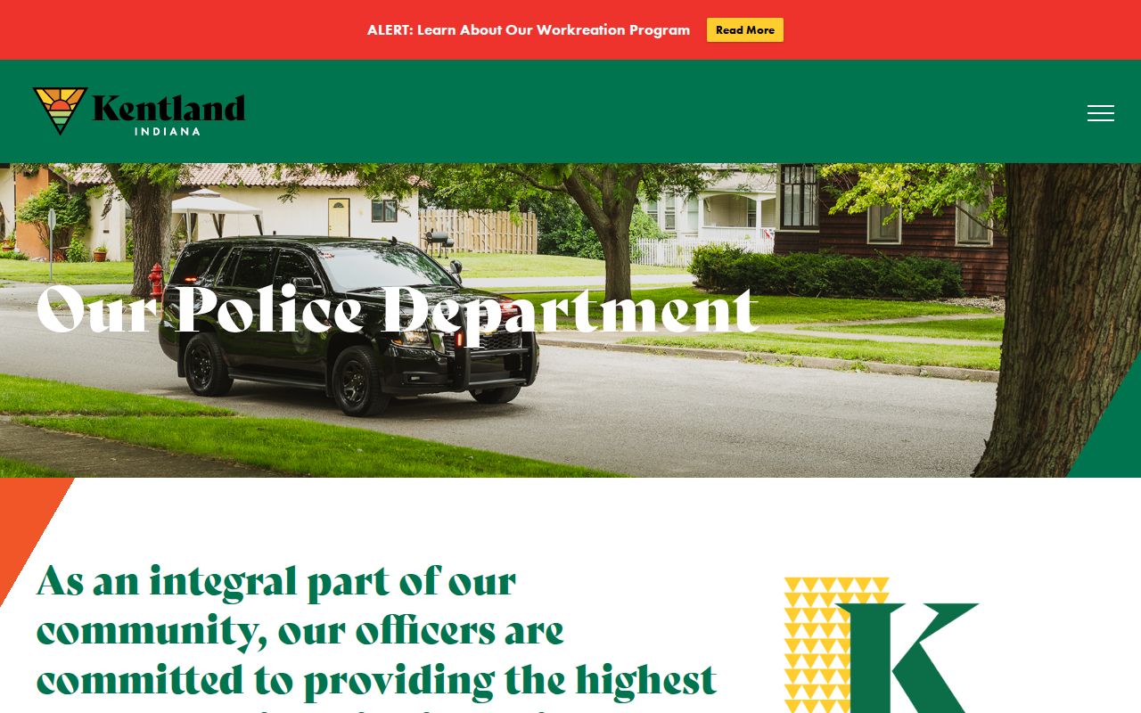 Official Kentland Police Department contact page for local citation and report questions