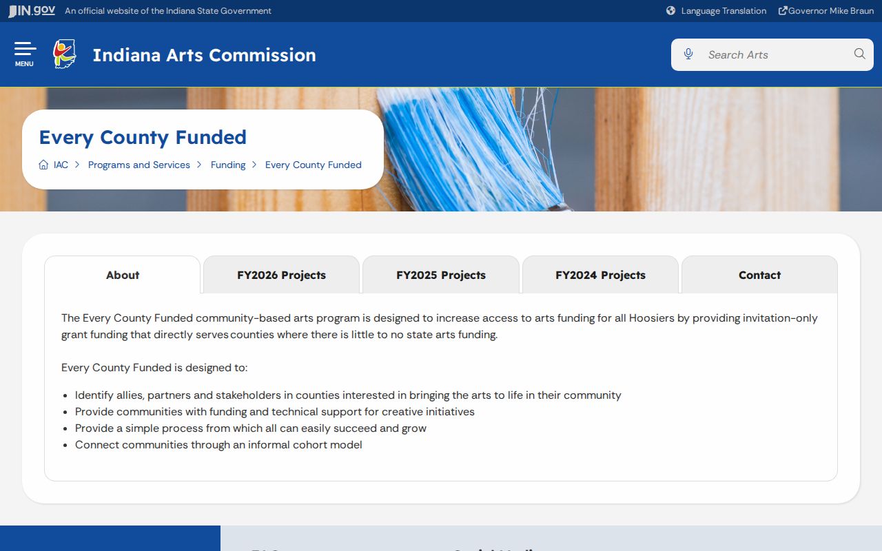 Official Indiana Arts reference connected with a Mount Ayr community project