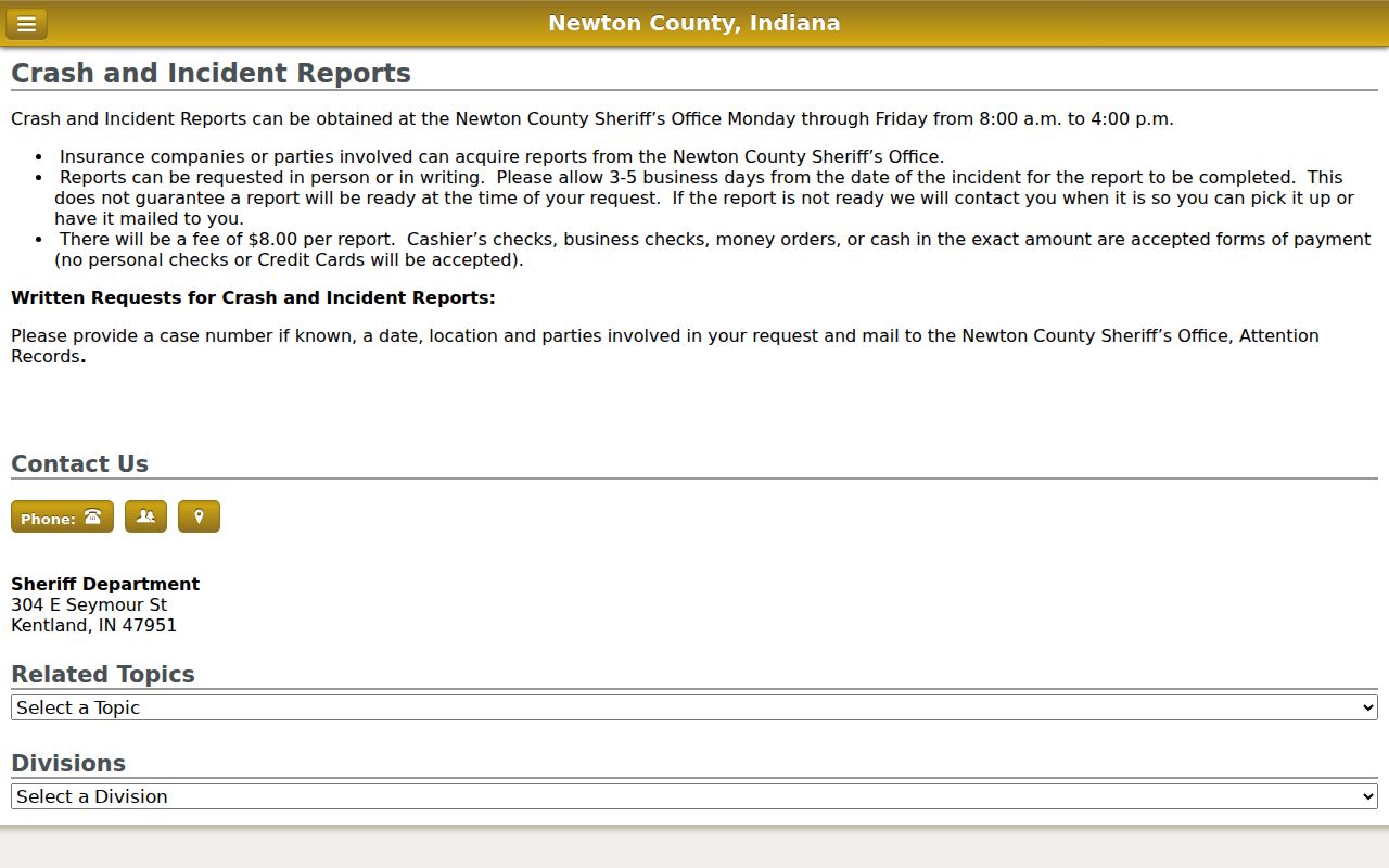 Newton County Sheriff official report request instructions